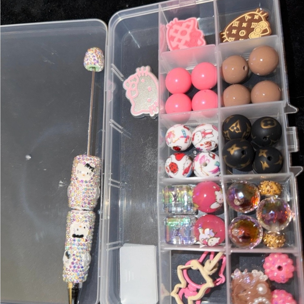 Assorted Decorative Beads and Charms LV HK pen Set - Picture 3 of 4